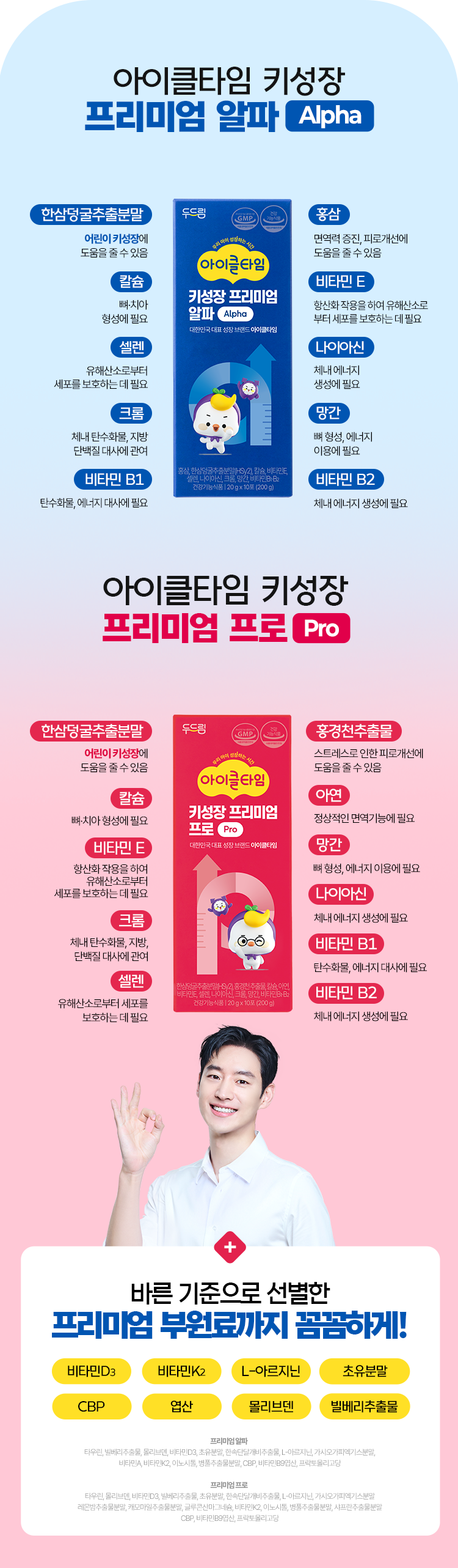 아이클타임 프리미엄 알파·프로 성분 비교